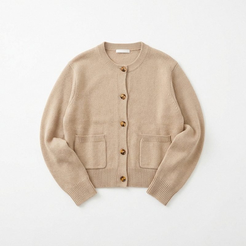 Button-Up Short Cardigan with Pockets