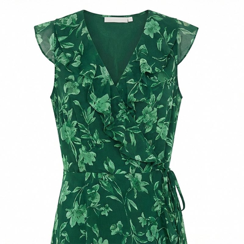 Nemidor V-Neck Ruffle Wrap Maxi Dress