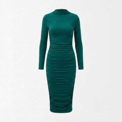 POSESHE Ruched Bodycon Midi Dress