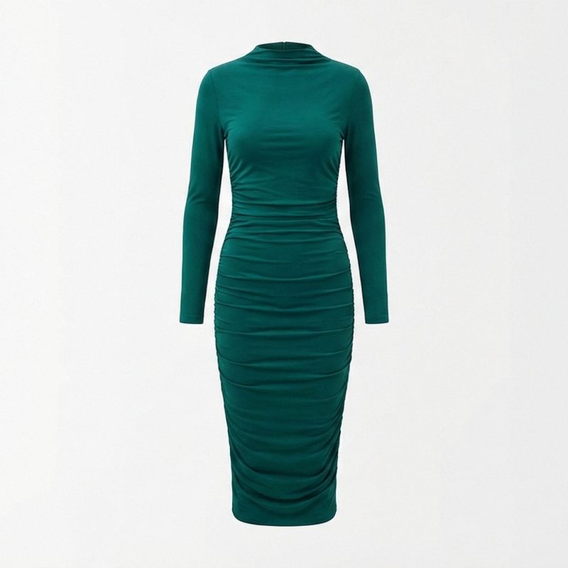 POSESHE Ruched Bodycon Midi Dress