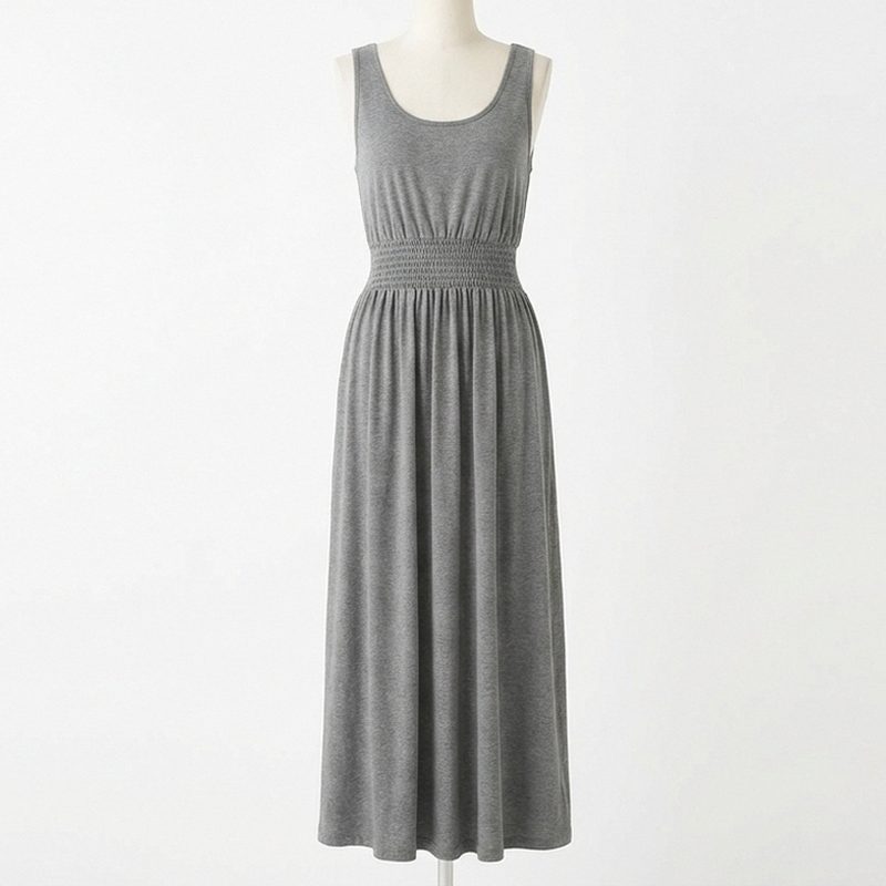 Scoopneck Maxi Dress with Smocked Waist