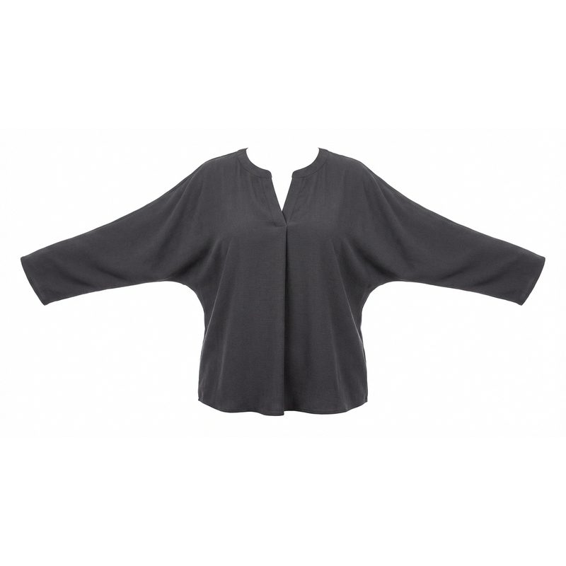 Split Neck Blouse with Extended Sleeves