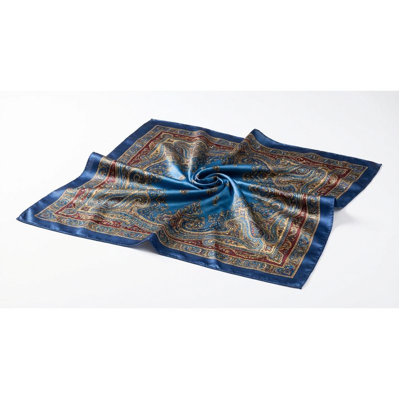 Square Satin Scarf with Paisley Pattern