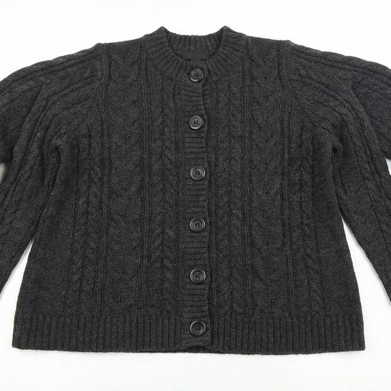 Tunic Sweater Cardigan with Cable Stitch